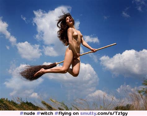 Happy Halloween Nude Witch Flying Completelynaked Intheair