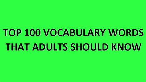top  vocabulary words  adults   youtube