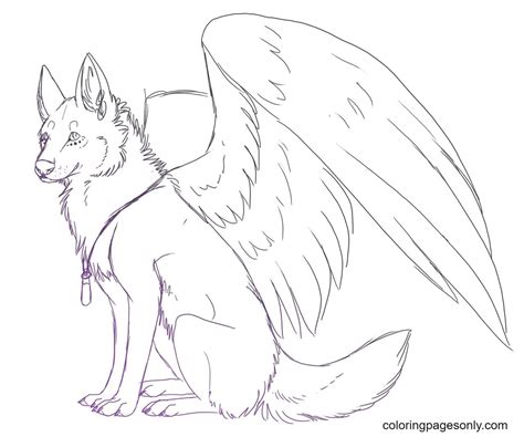 wolf  wings coloring pages  printable coloring pages