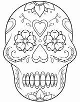 Coloring Pages Calavera Hearts Flowers Skeleton Print sketch template