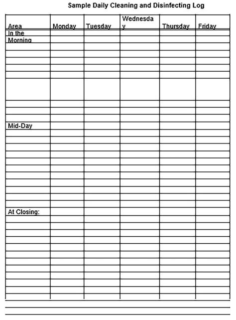 cleaning log templates printable template printable templates party