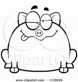 Pig Clipart Chubby Goofy Cartoon Thoman Cory Vector Outlined Coloring Royalty Sad Depressed sketch template