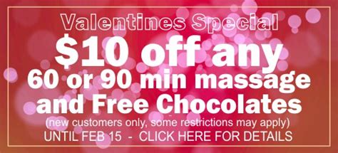 10 off any 60 or 90 min massage valentines special relax heal
