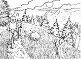 Coloring Mountain Pages Mountains Trail Kids Biking sketch template
