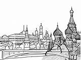 Moskou Moscou Russie Skizze Russland Croquis Getrokken Moskau Schets Moskaus Berühmte Travel Célèbre Vectorhand Rusland Hebstreits Kremlin Vektors Gezeichnete Beroemde sketch template