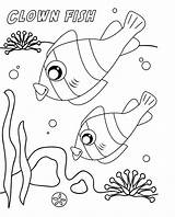 Coloring Sea Fish Life Pages Clown Cute Color Print Kids Animals Painting Wallpaper Clipart Library Comments Coloringtop Line sketch template