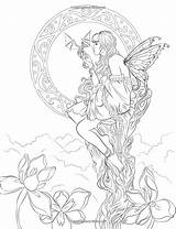 Coloring Pages Mythical Creatures Fantasy Dragon Mystical Elf Printable Adult Fairy Detailed Adults Colouring Girl Cute Fenech Sea Fairies Drawing sketch template