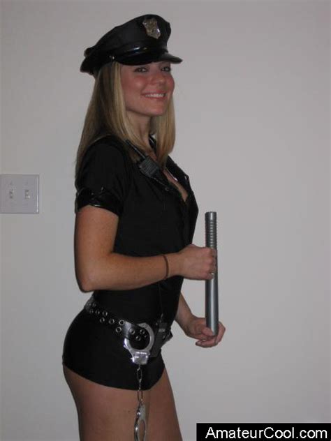 shaved gf in police uniform teasing and stripping