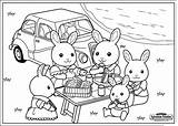 Coloring Calico Critters Pages Family Picnic Print Color Sylvanian Kids Families Popular sketch template