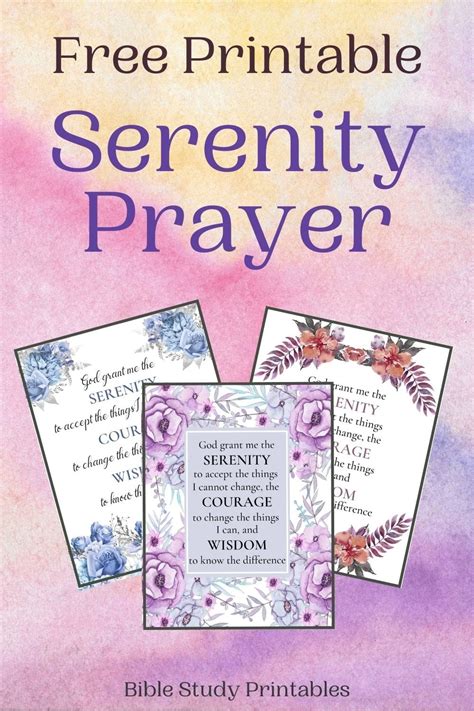 serenity prayer printables bible study printables