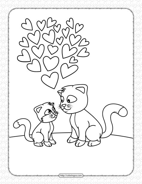 printable love  cats coloring page