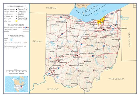 large detailed map  ohio state ohio state large detailed map