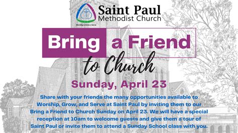 bring  friend  church sunday saint paul methodist church