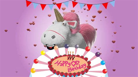 despicable  fluffy unicorn singing happy birthday song birthday