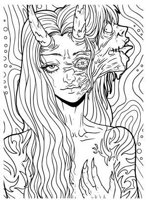 printable scary coloring pages sheets  pictures  adults