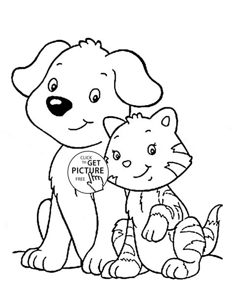 cat  dog printable coloring pages
