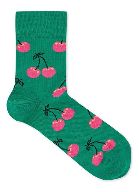 happy socks cherry sokken  katoenblend groen de bijenkorf sokken happy socks bijenkorf