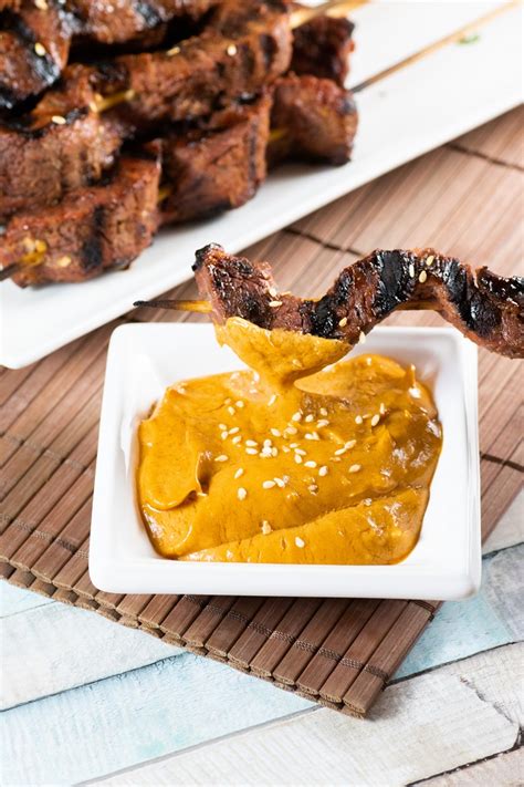 grilled beef satay with spicy peanut sauce bbqing with the nolands