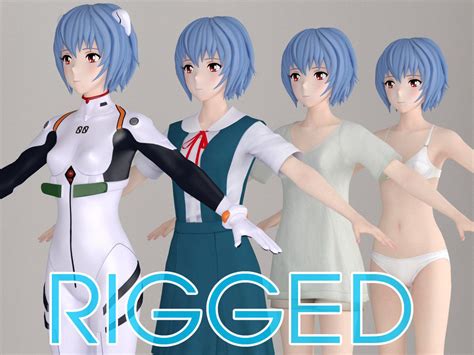 T Pose Rigged Model Of Rei Ayanami Anime Girl Rigged