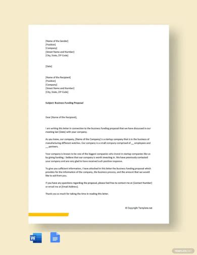 sample business proposal cover letter templates   ms word