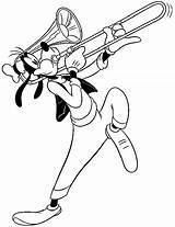 Trombone Goofy Coloring Pages Music Trumpet Disney Playing Tuba Printable Kids Plays Drawing Coloring4free Mickey Mouse Blowing Cartoon Gif Disneyclips sketch template