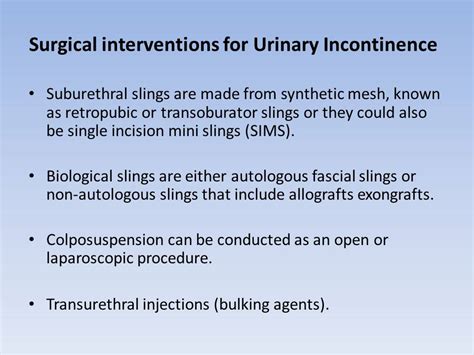 treatment of stress urinary incontinence what are the most cost