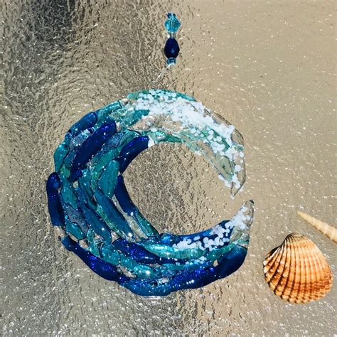 Fused Glass Ocean Wave Suncatcher Glass Wave Art Beach Etsy