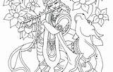 Krishna Coloring Pages Flute Baby Playing Pencil Getcolorings sketch template