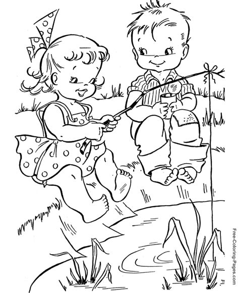 summer coloring pages fishing fun