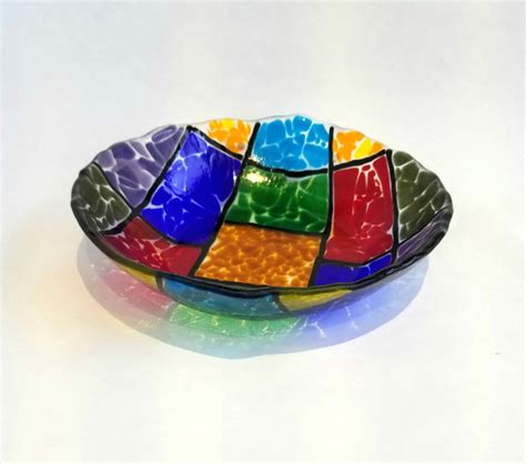 Fused Glass Stained Glass Look Bowl Unique Fused Glass Fused Glass