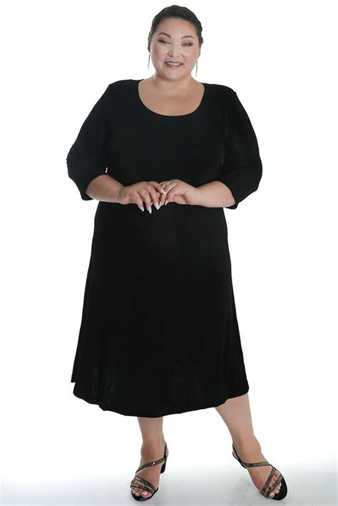 Vikki Vi Classic Black 3 4 Sleeve A Line Dress