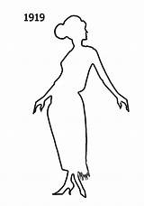 Outline Fashion Silhouettes Costume Silhouette 1920 sketch template