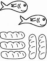 Loaves Fish Fishes Fisch Wecoloringpage Fische Ausdrucken Christliches 5000 sketch template
