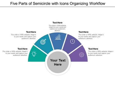 parts  semicircle  icons organizing workflow powerpoint