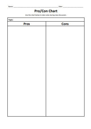 pros  cons table template