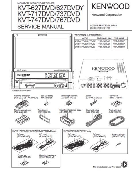 kenwood kvt  wiring diagram service manual  kenwood kvtdvd  penulis