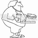 Fat Eating Vetor Outline Coloring Fast Royalty Clip Illustration Woman Food Dennis Cox Djart Wackystock sketch template