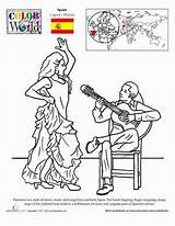 Coloring Spanish Flamenco Pages Music Color Worksheets Colouring Worksheet Education Spain Culture Sheets Learning Thinking Hispanic Heritage Dance School Traditional sketch template