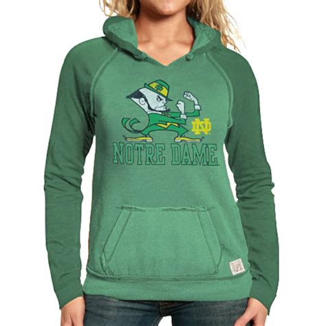 original retro brand notre dame fighting irish womens  toned  neck hoodie green