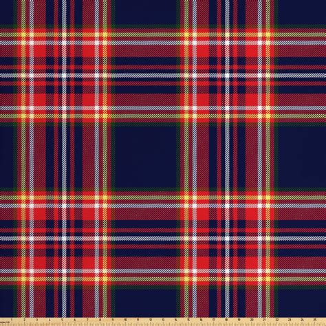 plaid fabric   yard traditional pattern  scotland vivid