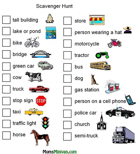 road trip scavenger hunt printable printable word searches