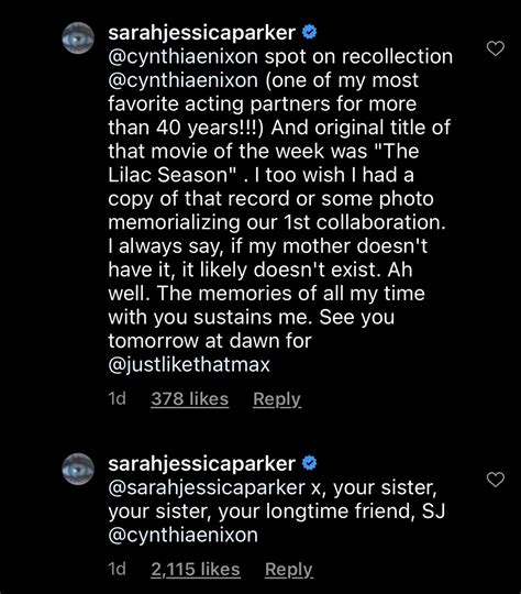 sarah jessica parker and cynthia nixon gush over throwback photo of