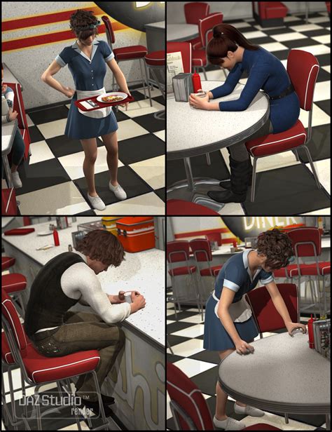 late night diner poses for genesis daz 3d