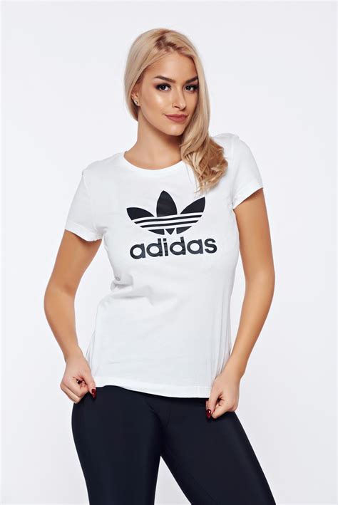 adidas white sporty cotton  shirt  writing print womens  shirt short sleeves writing