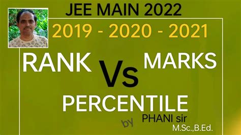 Jee Main Rank Vs Percentile Vs Marks 2019 2020 2021 Comparison Youtube