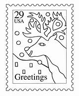 Coloring Stamp Christmas Pages Stamps Reindeer Holiday Santa Sheets Postage Sheet Color Postal Printable Flying Print Activity Holidays Usps Kids sketch template