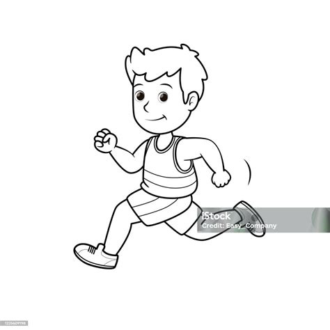 black  white illustration   running boy running   white