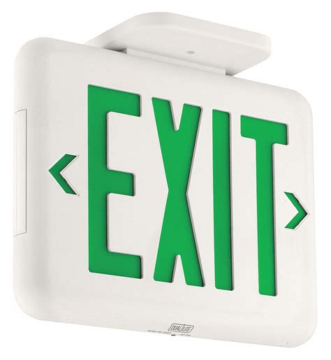 dual lite exit sign emergency battery backup led white green    faces wallendceiling