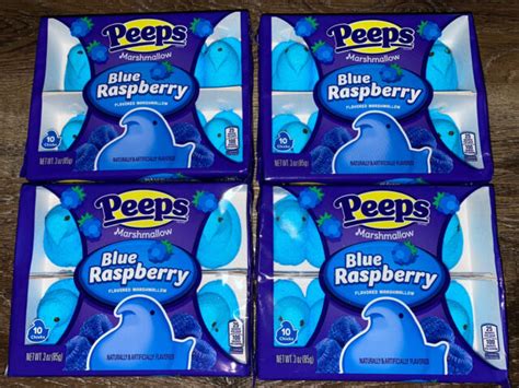 peeps ~ blue raspberry marshmallow candy 4 boxes 40 chicks ~ expires 01