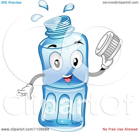 clipart happy bottled water mascot holding a cap royalty free vector